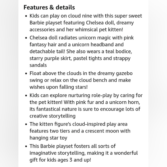 Barbie Dreamtopia Chelsea Doll Outfit Pet Kitten Gazebo Swing Playset Toys NEW - Picture 11 of 12